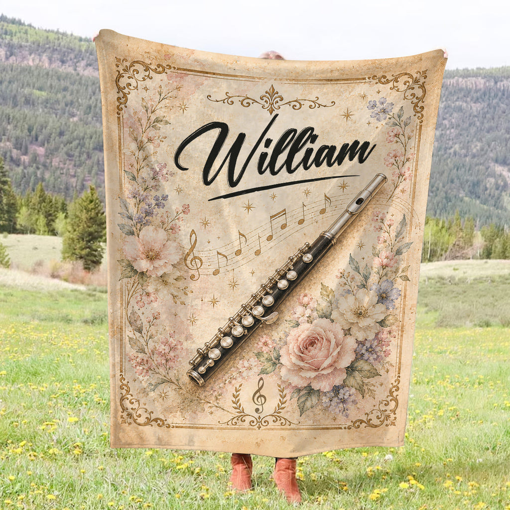 Personalized Piccolo Blanket, Piccolo Player Gift, Custom Piccolo Gift, Piccolo Music Blanket, Piccolo Lover Gift, Piccolo Musician Gift