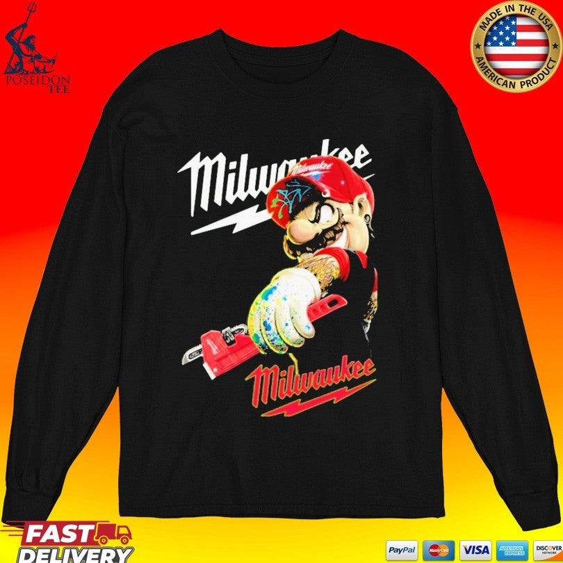 Super Mario And Milwaukee Logo T-shirt