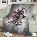 swallows and sakuras Fleece Throw Blanket