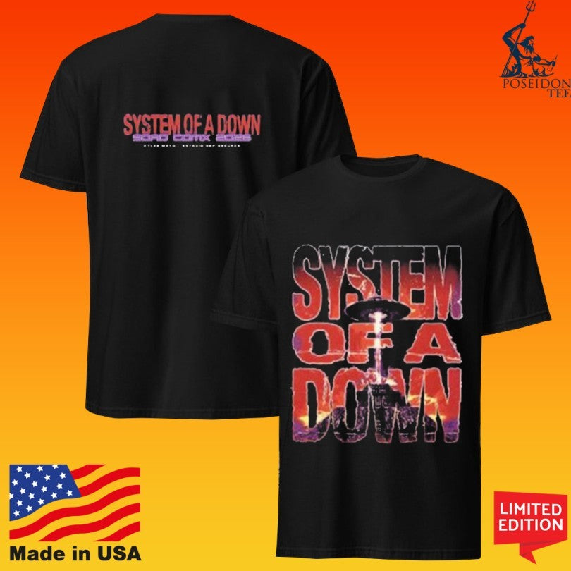 System Of A Down Cdmx Mexico 2026 Event At Estadio Gnp Seguros On 27 And 28 May 2026 Ufo Big Logo T-shirt