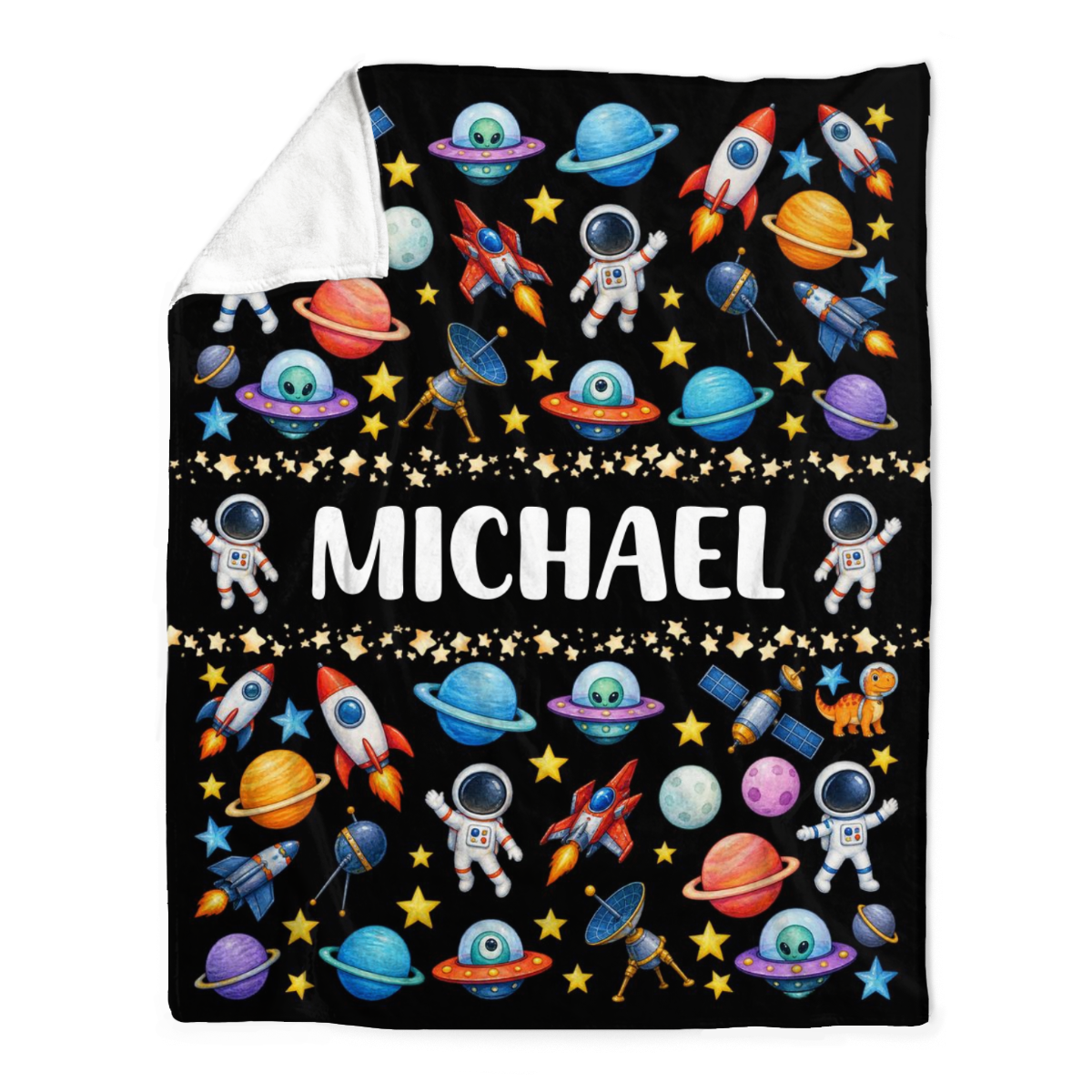 Space Birthday Gift for Boys, Personalized Astronaut Blanket, Custom Name Galaxy Blanket, Outer Space Blanket, Kids Space Gift