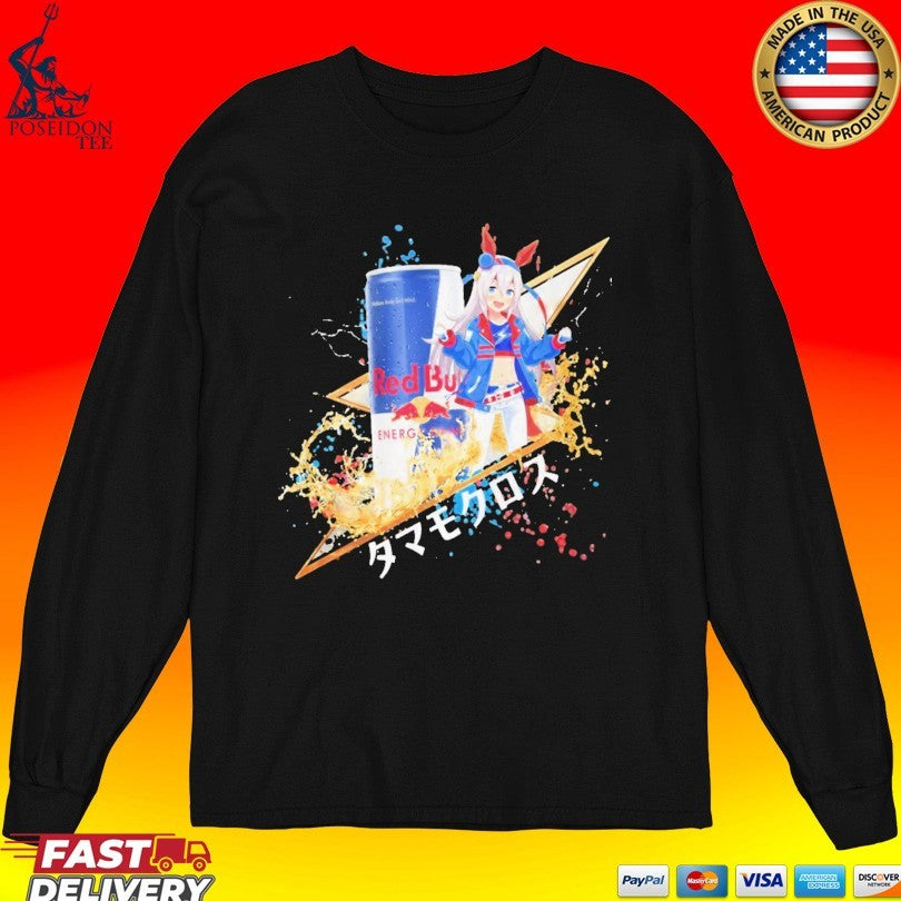 Tamamo Cross Uma Musume Red Bull Energy Drink Mashup T-shirt