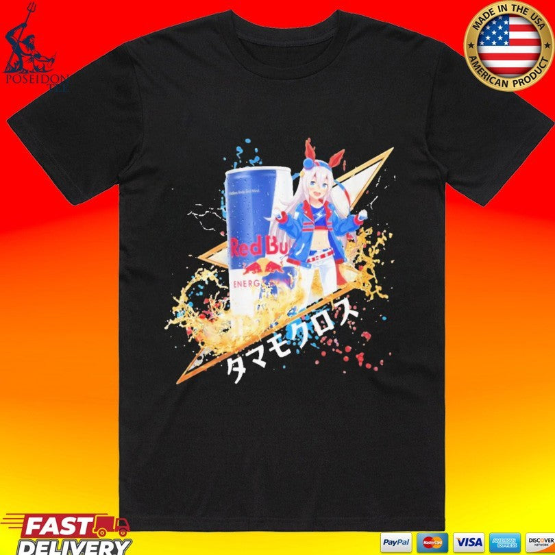 Tamamo Cross Uma Musume Red Bull Energy Drink Mashup T-shirt