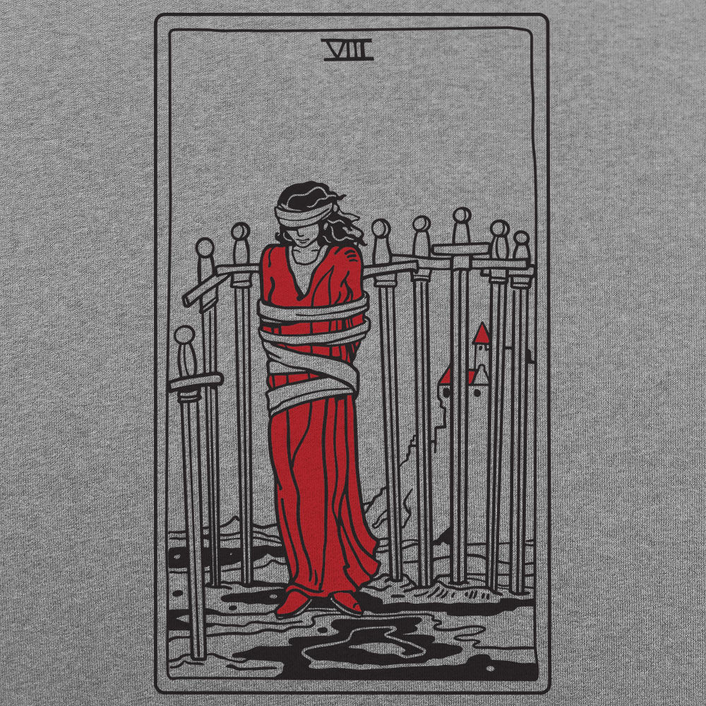 Tarot Card Eight Of Swords Blindfolded Woman Bound