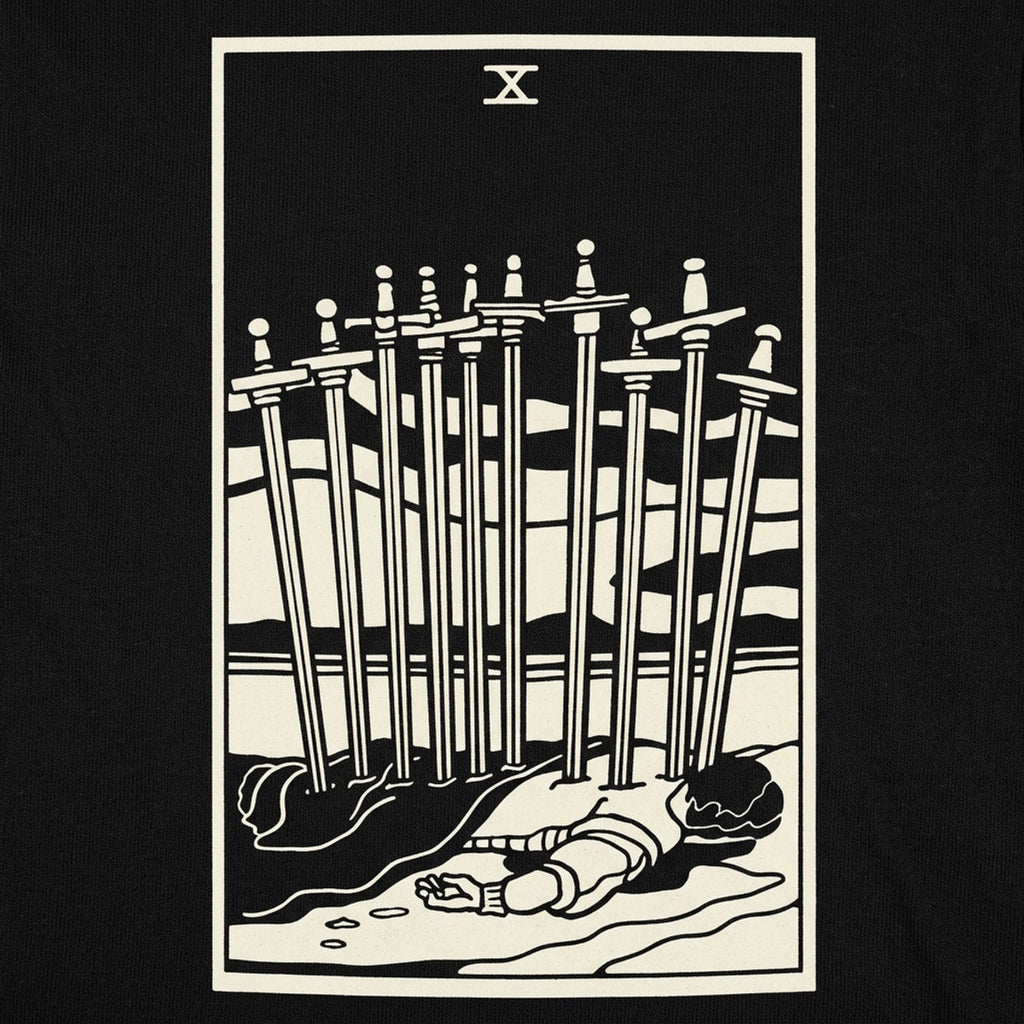 Tarot Ten of Swords Card with Fallen Figure