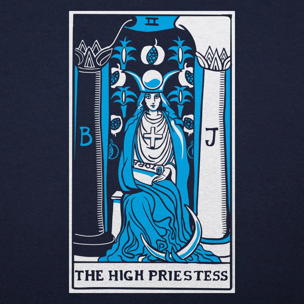 Tarot High Priestess Card with Moon and Pillars