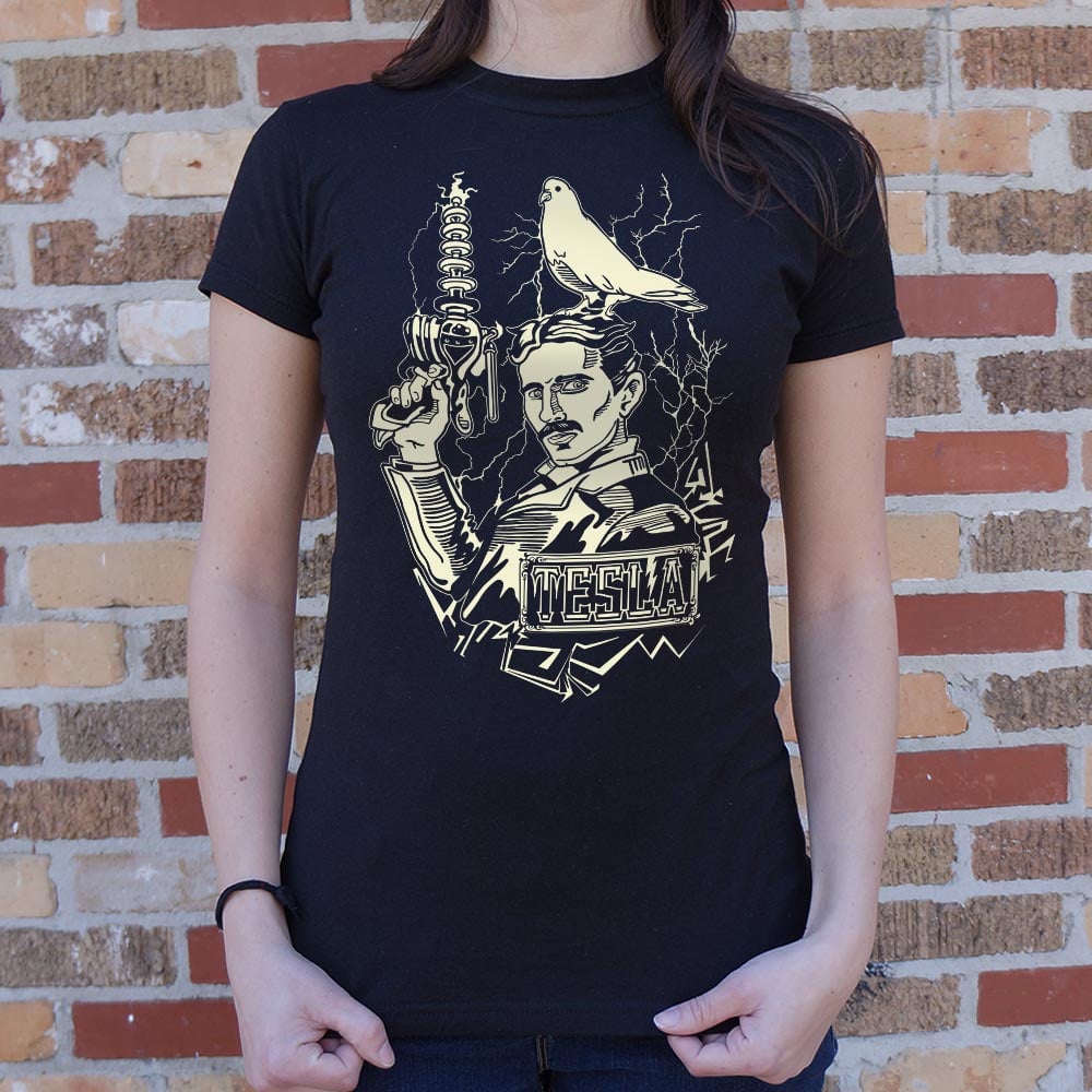 Nikola Tesla with Lightning Coil and Pigeon