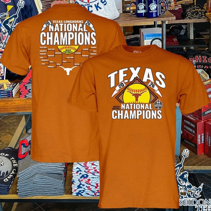 Texas Longhorns 2026 Ncaa Softball Women’s College World Series National Champions Bracket 2 Sided T-shirt