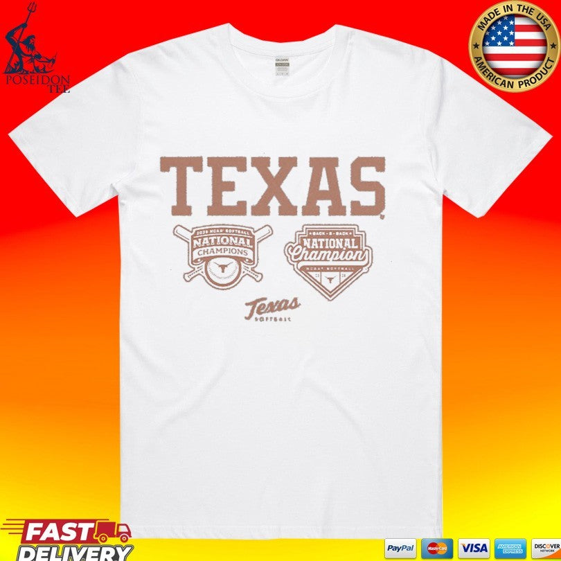 Texas Softball Back-to-back Champions Logos T-shirt