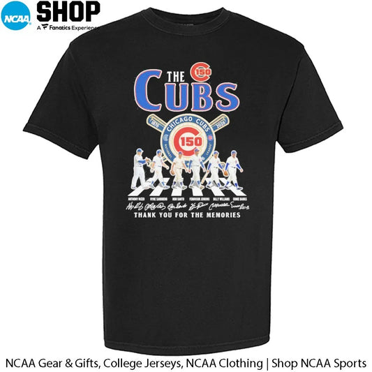 The Chicago Cubs 150th Anniversary 1876-2026 National League Abbey Road Thank You For The Memories Signatures T-Shirt