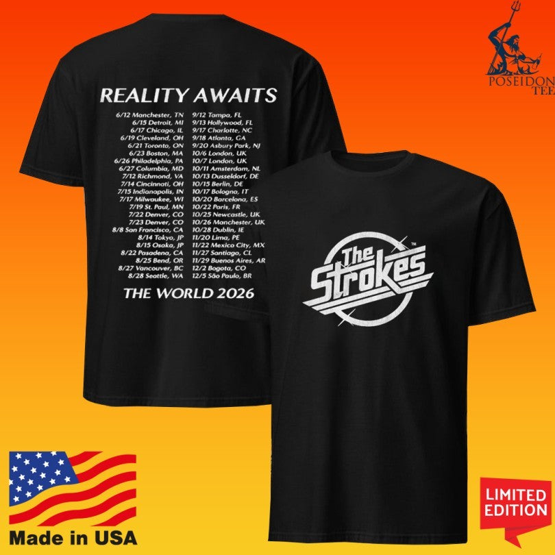 The Strokes Reality Awaits The World 2026 Tour T-shirt