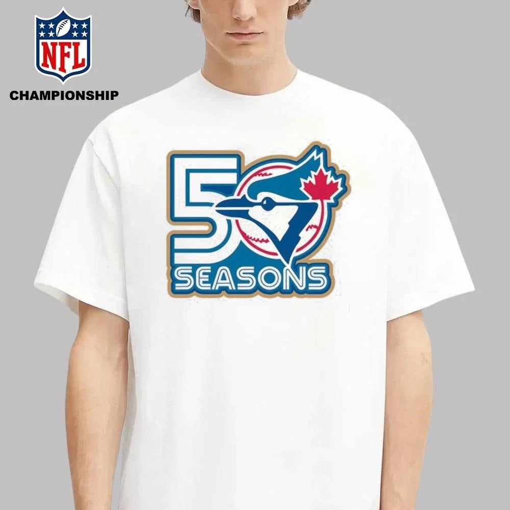 Toronto Blue Jays unveil their logo for the team’s 50th season shirt