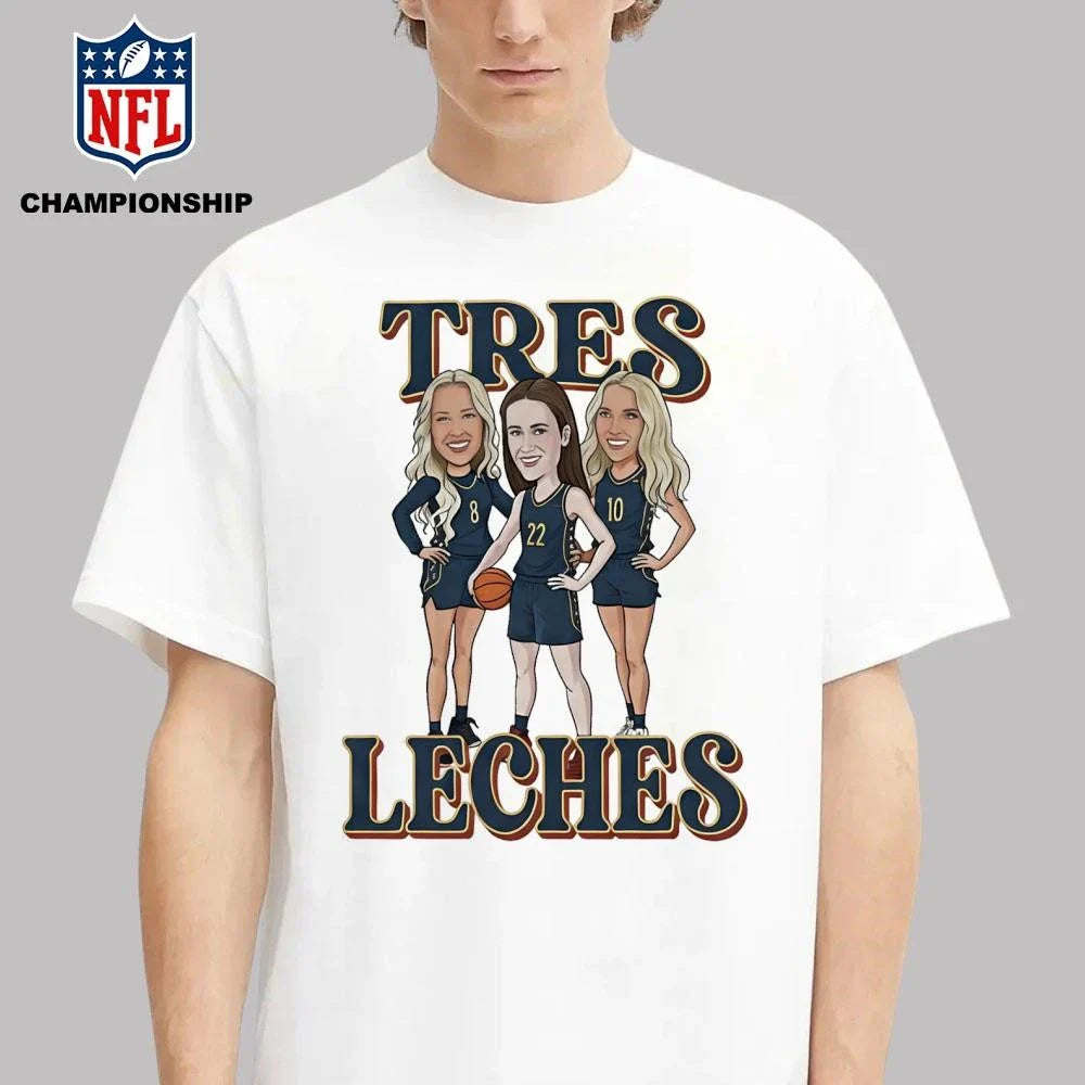 Tres Leches Caitlin Clark Kristy Wallace Kelsey Mitchell Team Indiana Fever WNBA White Shirt