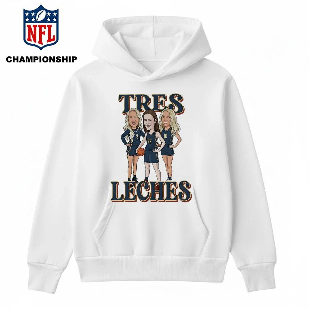 Tres Leches Caitlin Clark Kristy Wallace Kelsey Mitchell Team Indiana Fever WNBA White Shirt