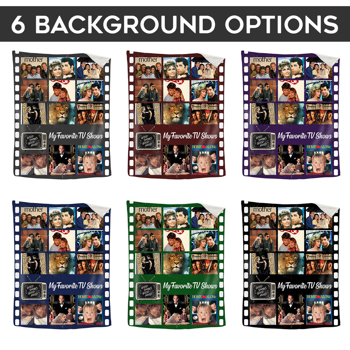 TV Shows Blanket, Personalized Favorite TV Shows Gift, Custom Photo Collage Blanket, TV Lover Gift, Film Strip Blanket, Nostalgic TV Gift