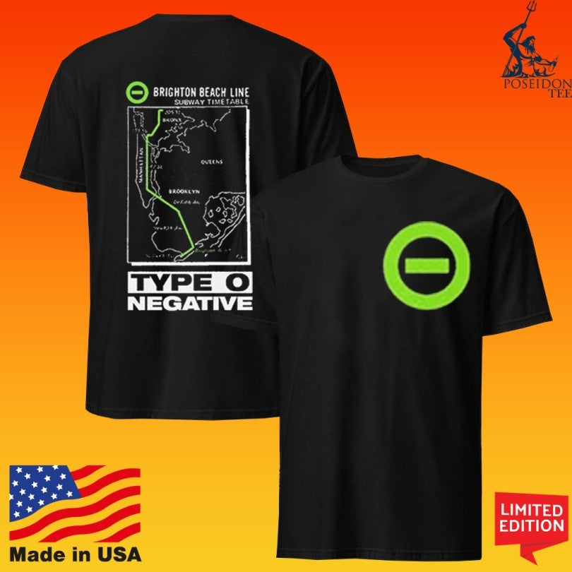 Type O Negative Brighton Beach Line Subway Timetable Slow Deep And Hard Anniversary T-shirt