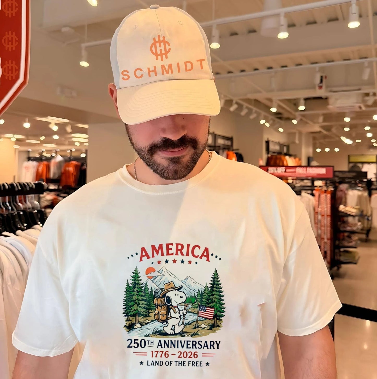 America 250Th Anniversary Snoopy Hiking Land Of The Free Shirt