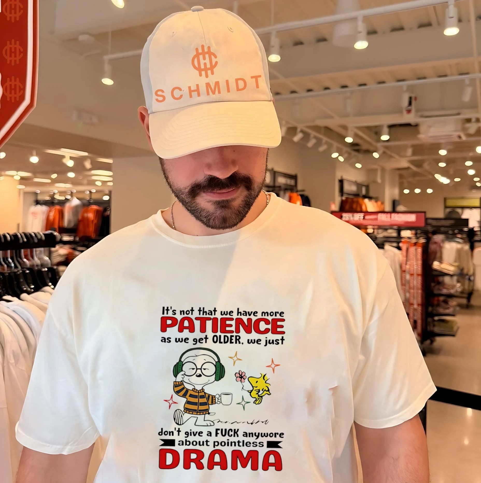 It’s not that we have more patience as we get older we just don’t give a fuck anywore Snoopy shirt