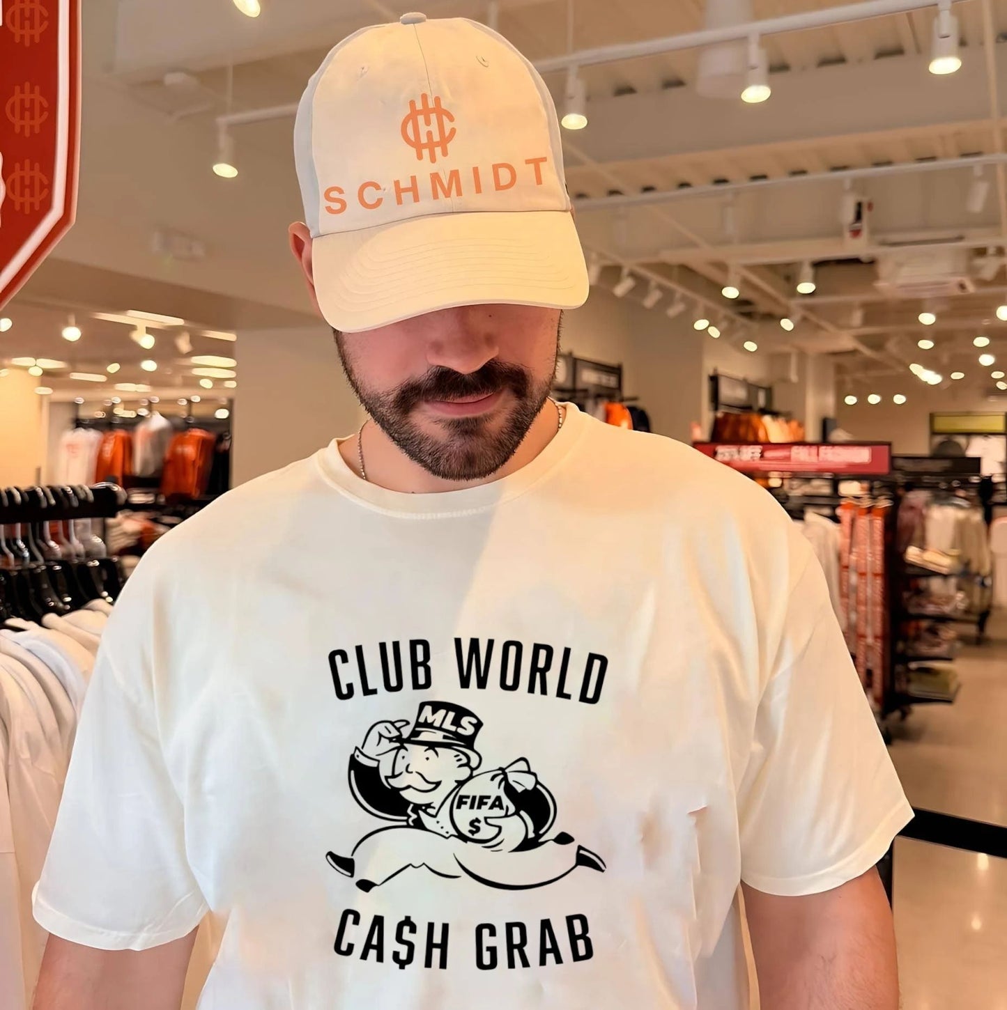 FIFA Club World Cash Grab Monopoly Guy MLS Soccer shirt