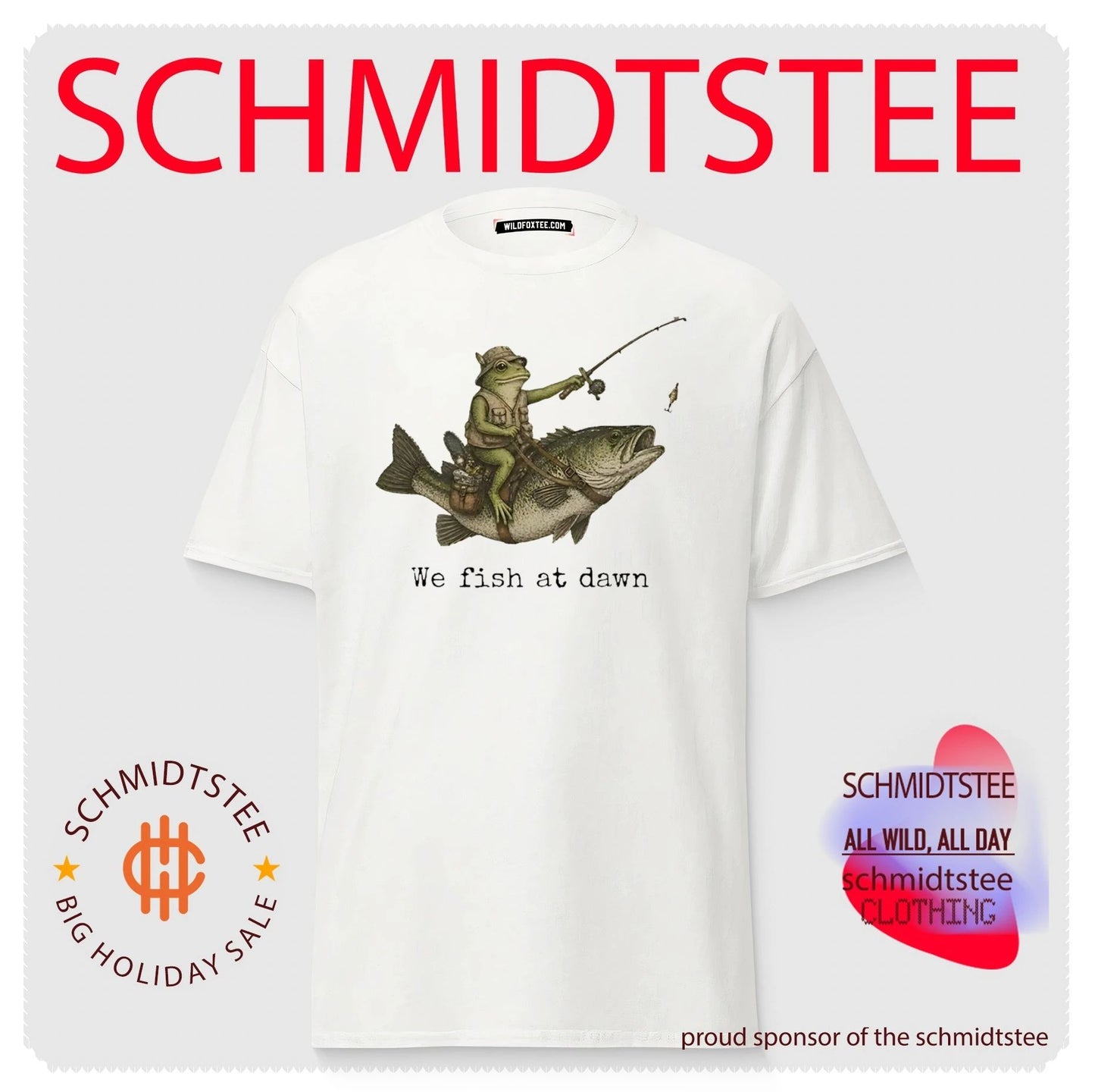 Frog Riding a Bass Fish We Fish at Dawn shirt