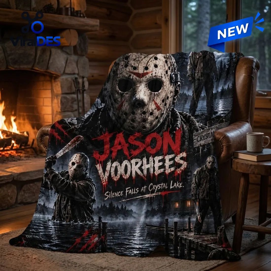 Jason Voorhees Moonlit Lake Fleece Blanket