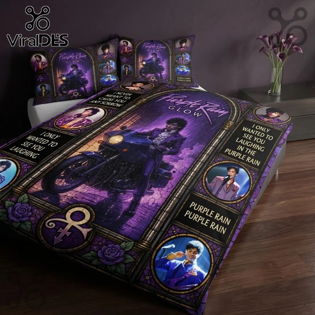 Prince Purple Rain Glow Duvet Bedding Set