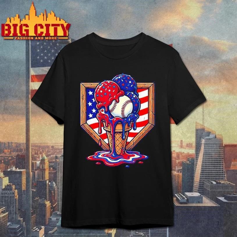 Baseball Drip American Flag Shirt
