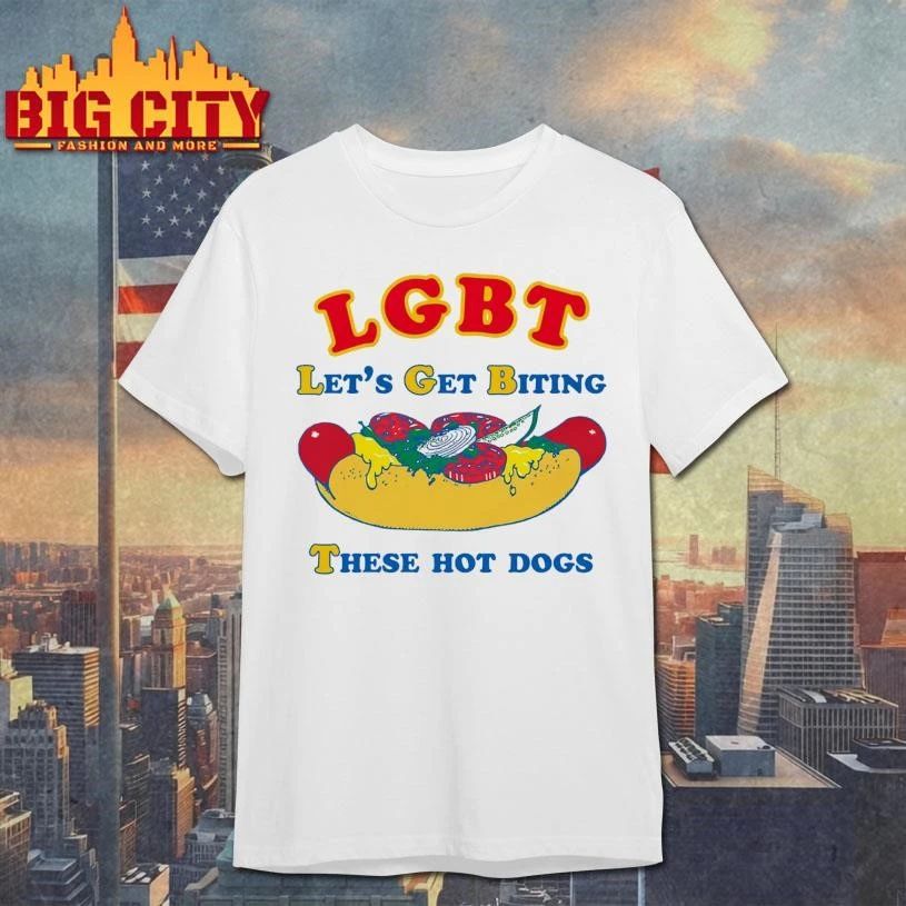 LGBT Let’s Get Biting These Hot Dogs Funny Shirt
