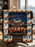 San Francisco Giants 8x World Series Champions Oracle Park Legends Facsimile Signatures Fleece Throw Blanket