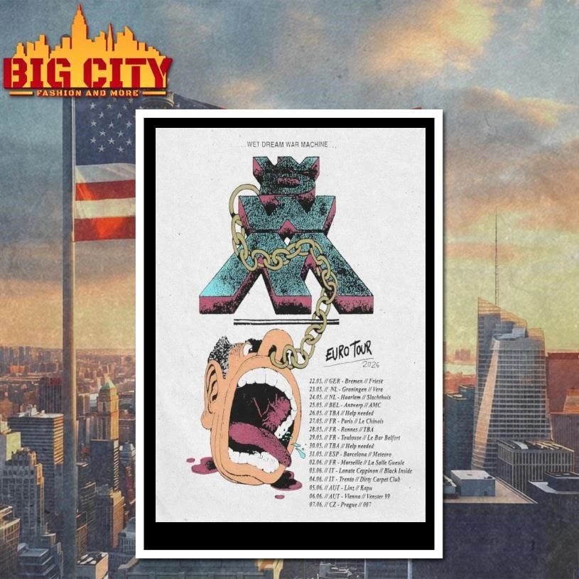 Wet Dream War Machine Euro 2026 Tour Poster Shirt