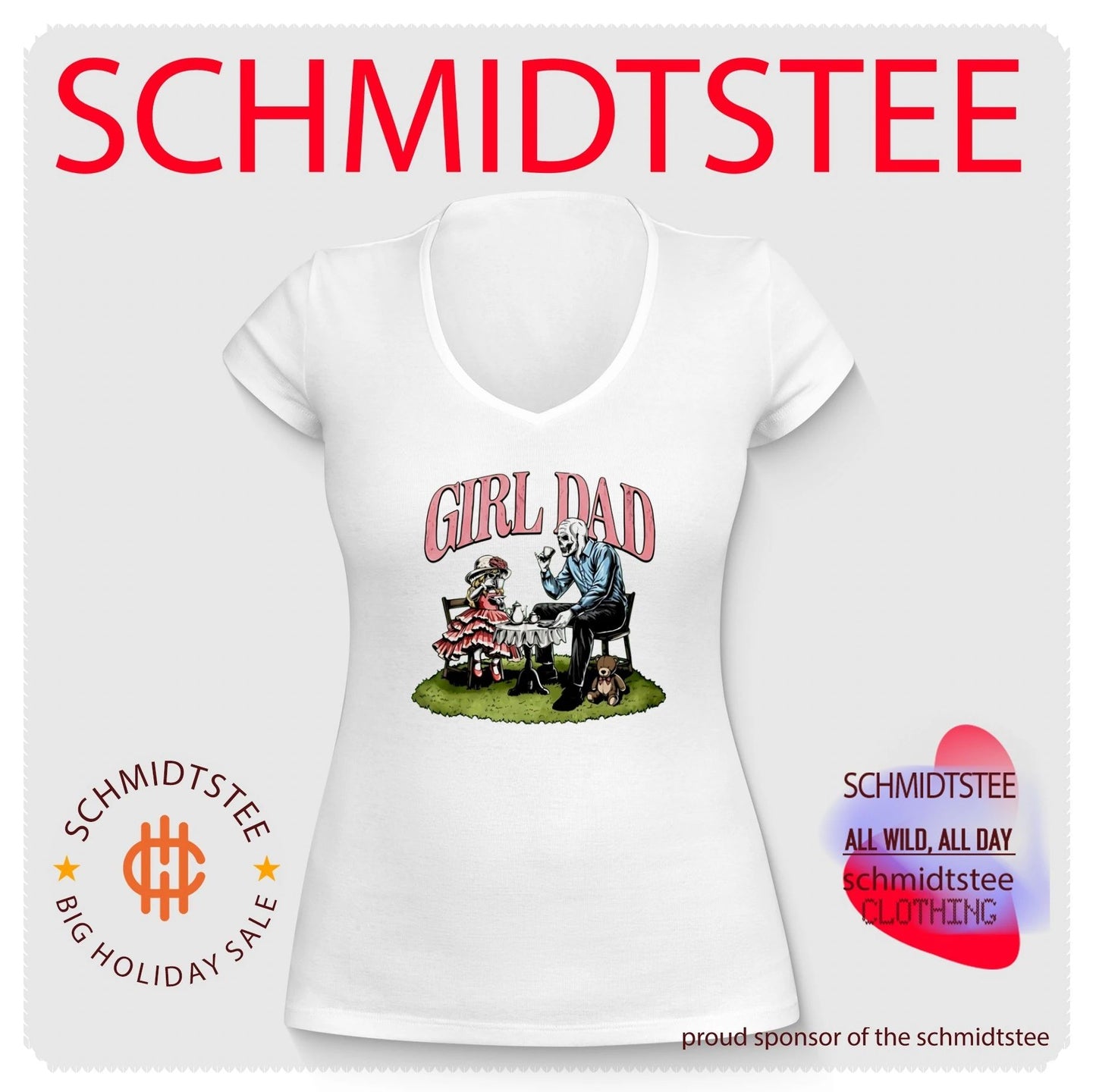 Girl Dad Skeleton Tea Party Fatherhood Shirt