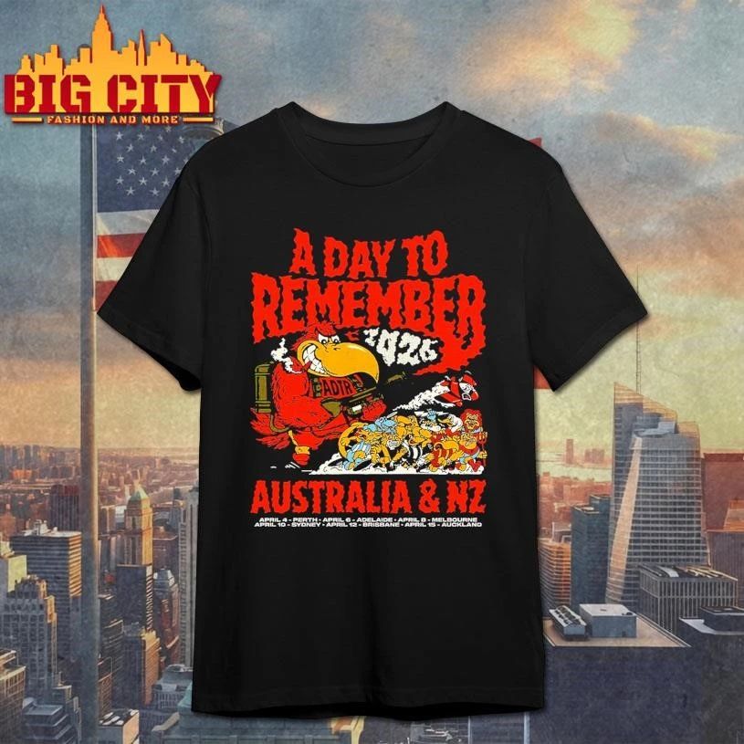 A Day To Remember 2026 Australia And New Zealand Tour Merch The Red Vulture Art With Dates Shirt