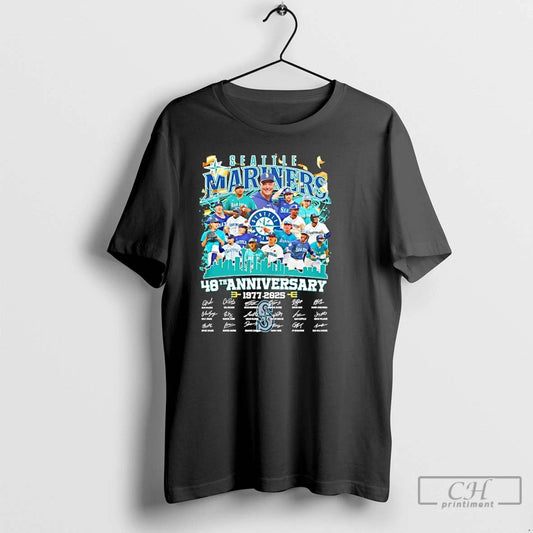Classic Seattle Mariners 48th Anniversary 1977 2025 Signatures T Shirts