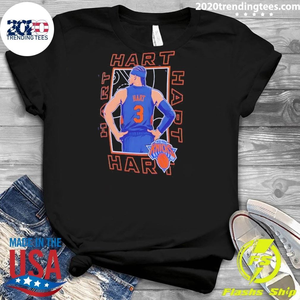 Josh Hart New York Knicks Athlete Portrait Illustration On A Blue Shirt