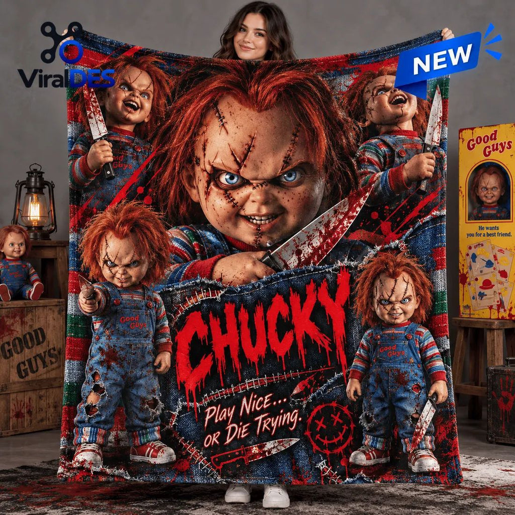 Chucky Scarred Doll Fleece Blanket