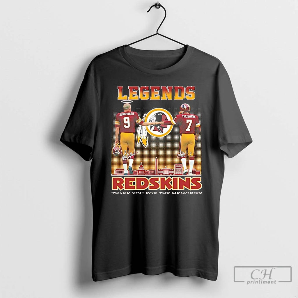 Classic Sonny Jurgensen And Joe Theismann Legends Redskins Thank You For The Memories T Shirts