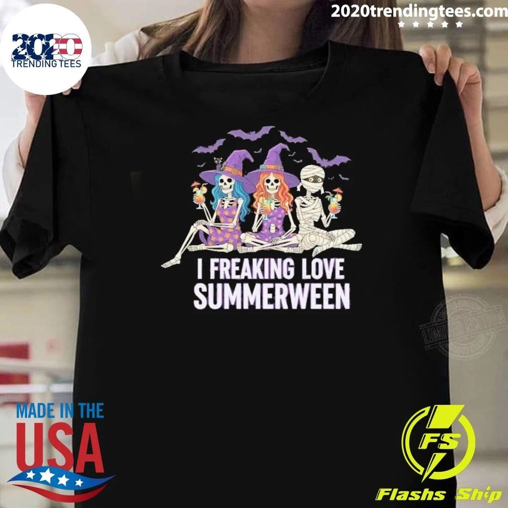 I Freaking Love Summerween Halloween Skeleton Witch Girls Cocktail Shirt