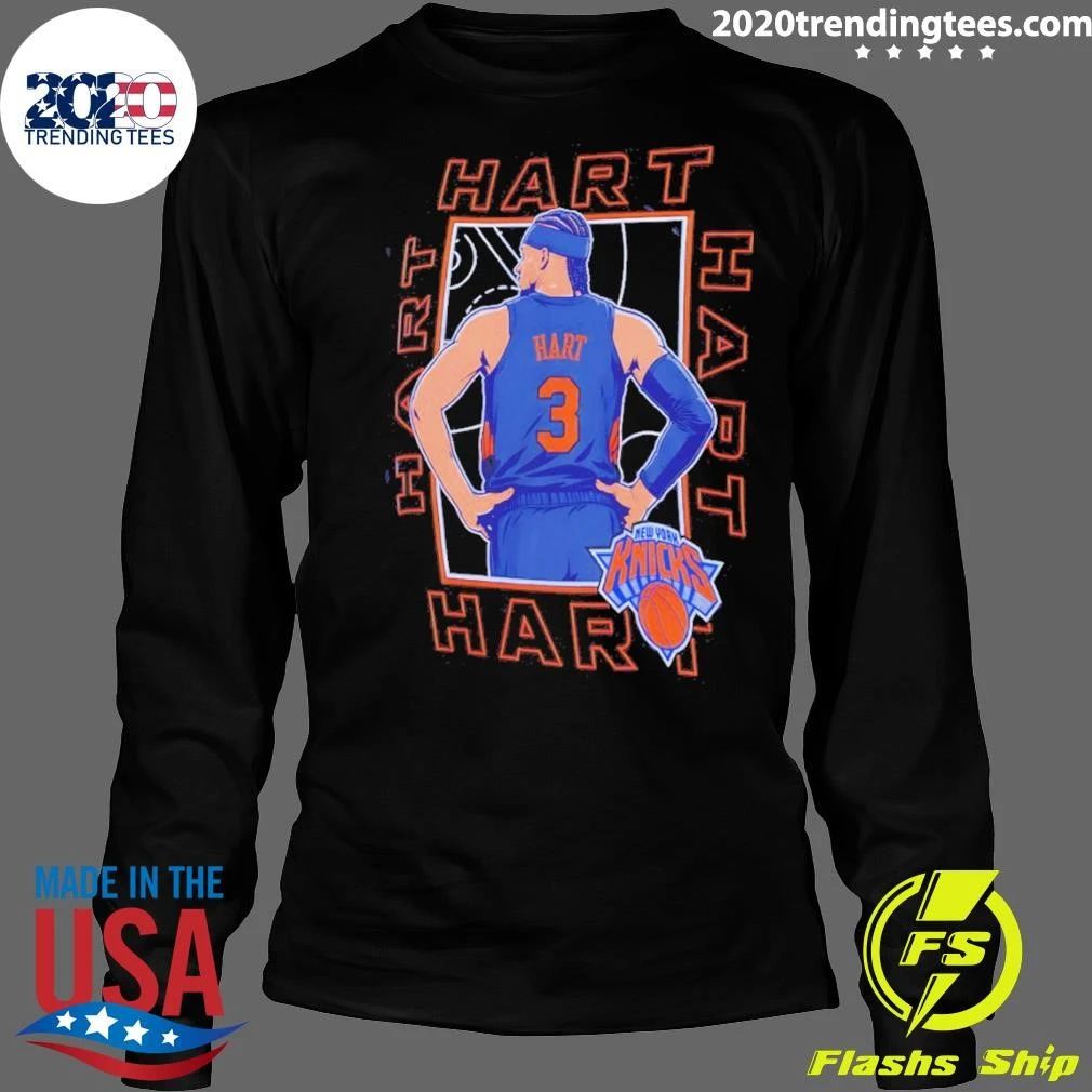 Josh Hart New York Knicks Athlete Portrait Illustration On A Blue Shirt