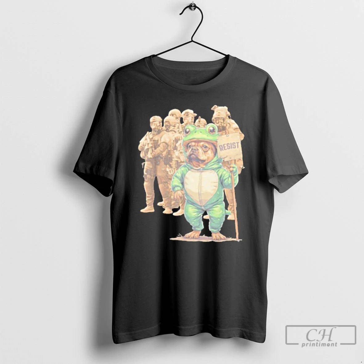 Classic Resist Protest Dog Political Satire Frog Costume Pug T Shirts