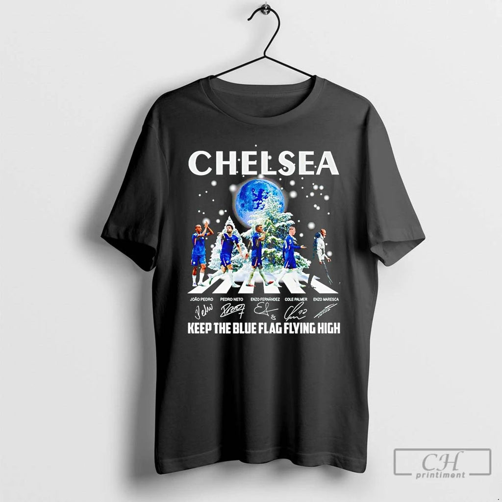 Classic Chelsea Fc Keep The Blue Flag Flying High Signature Abbey Road T Shirts