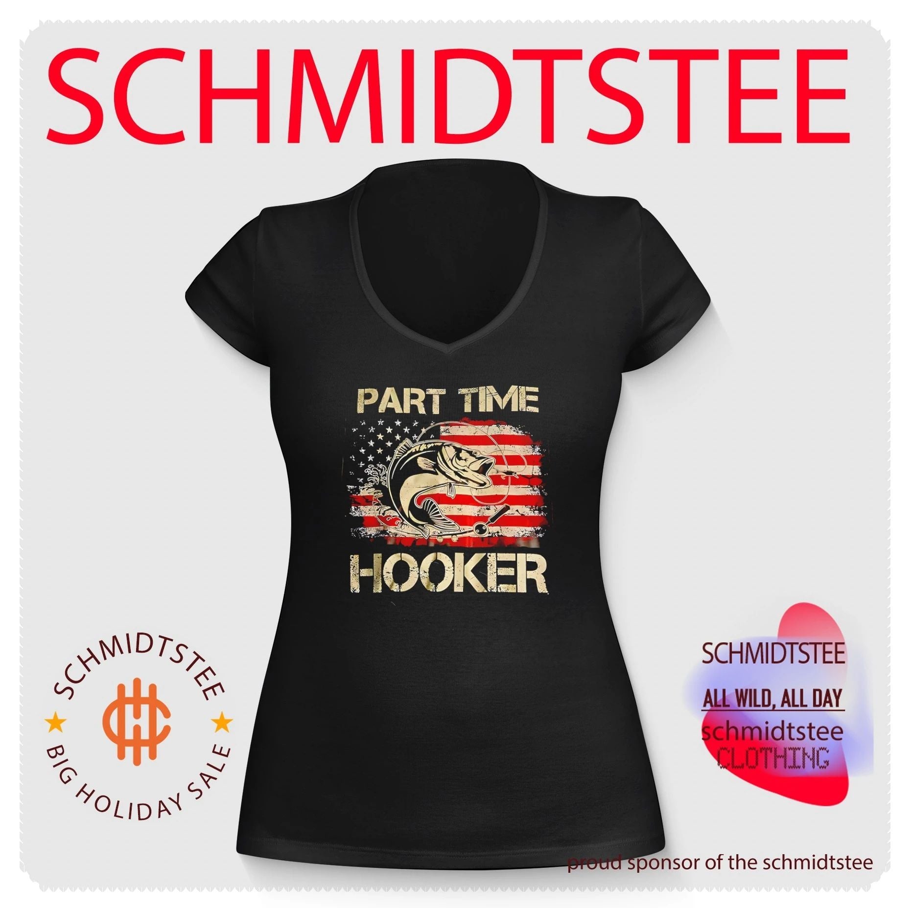 Part Time Hooker Fishing American Flag fisherman shirt