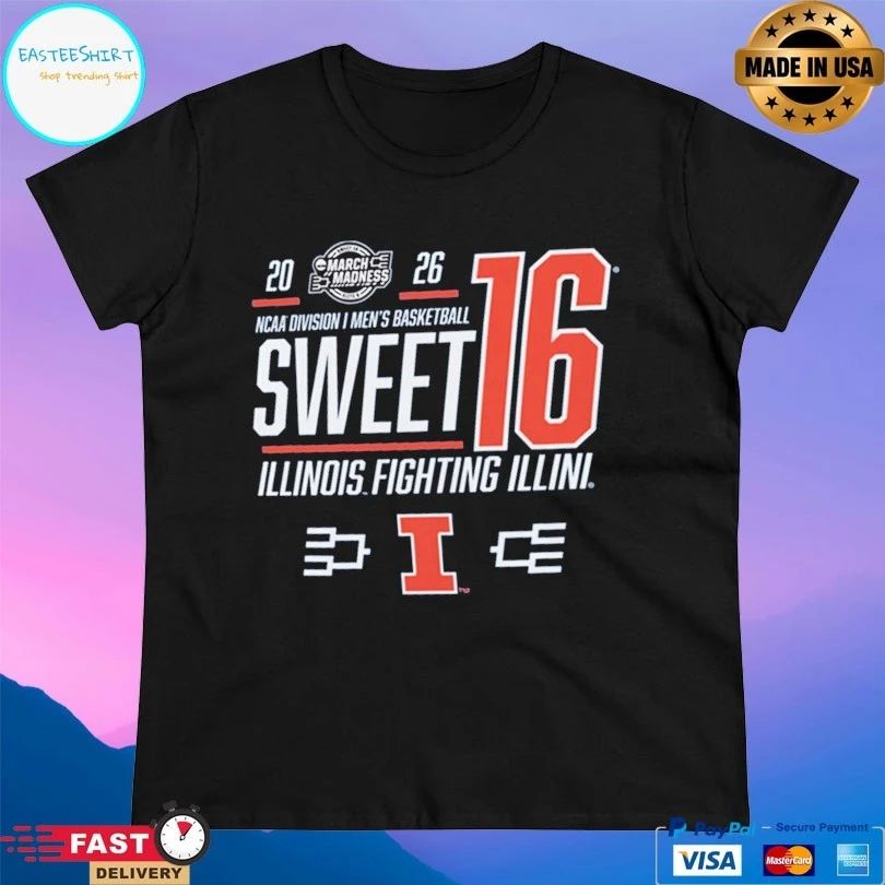 Illinois Fighting Illini 2026 Ncaa Division I Men’s Basketball March Madness Sweet 16 T-shirt