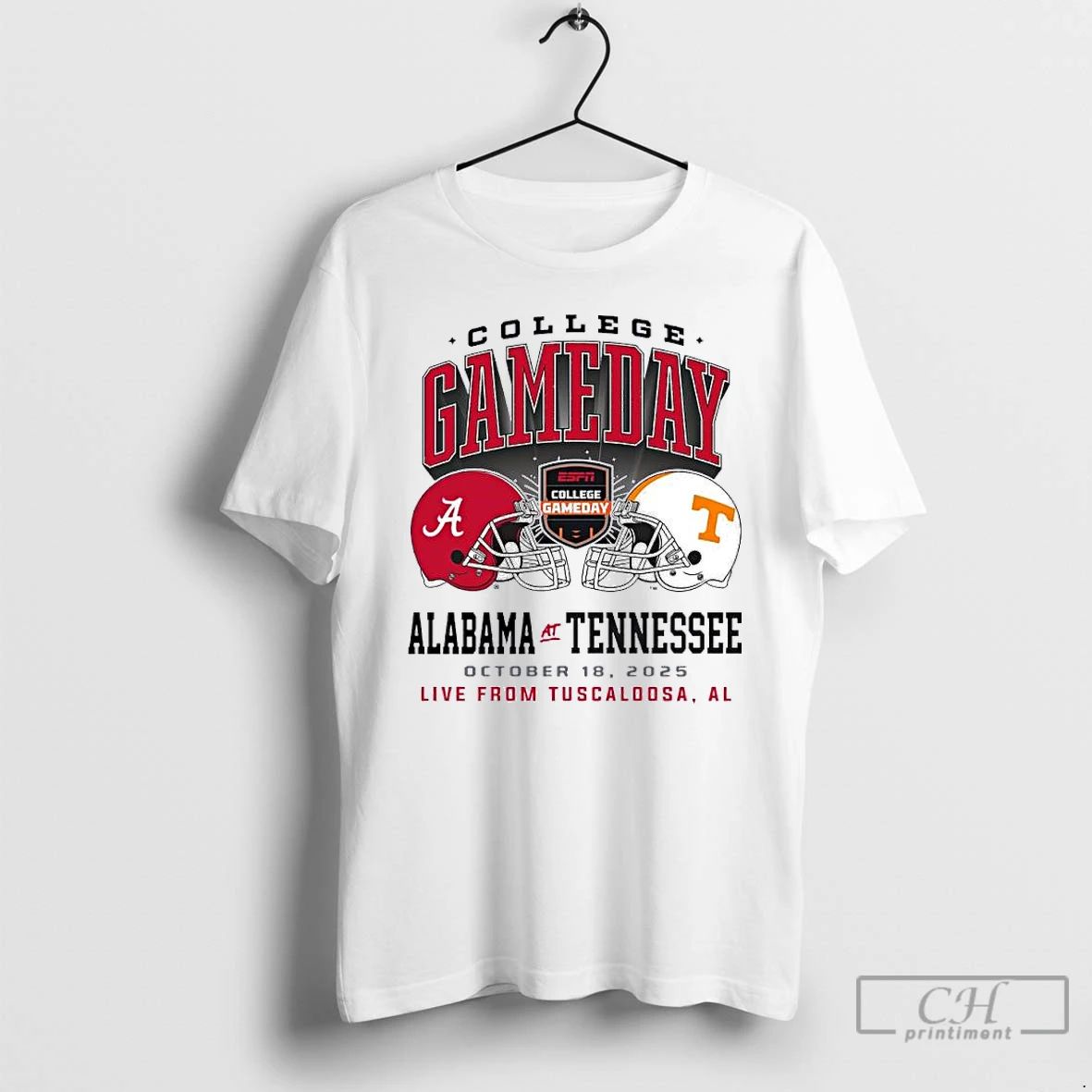 Classic 2025 College Gameday Alabama Vs Tennessee Duel Helmet T Shirts