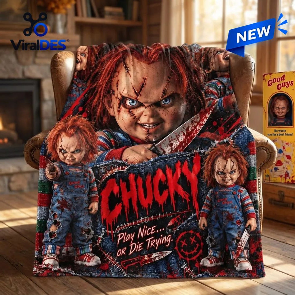 Chucky Scarred Doll Fleece Blanket