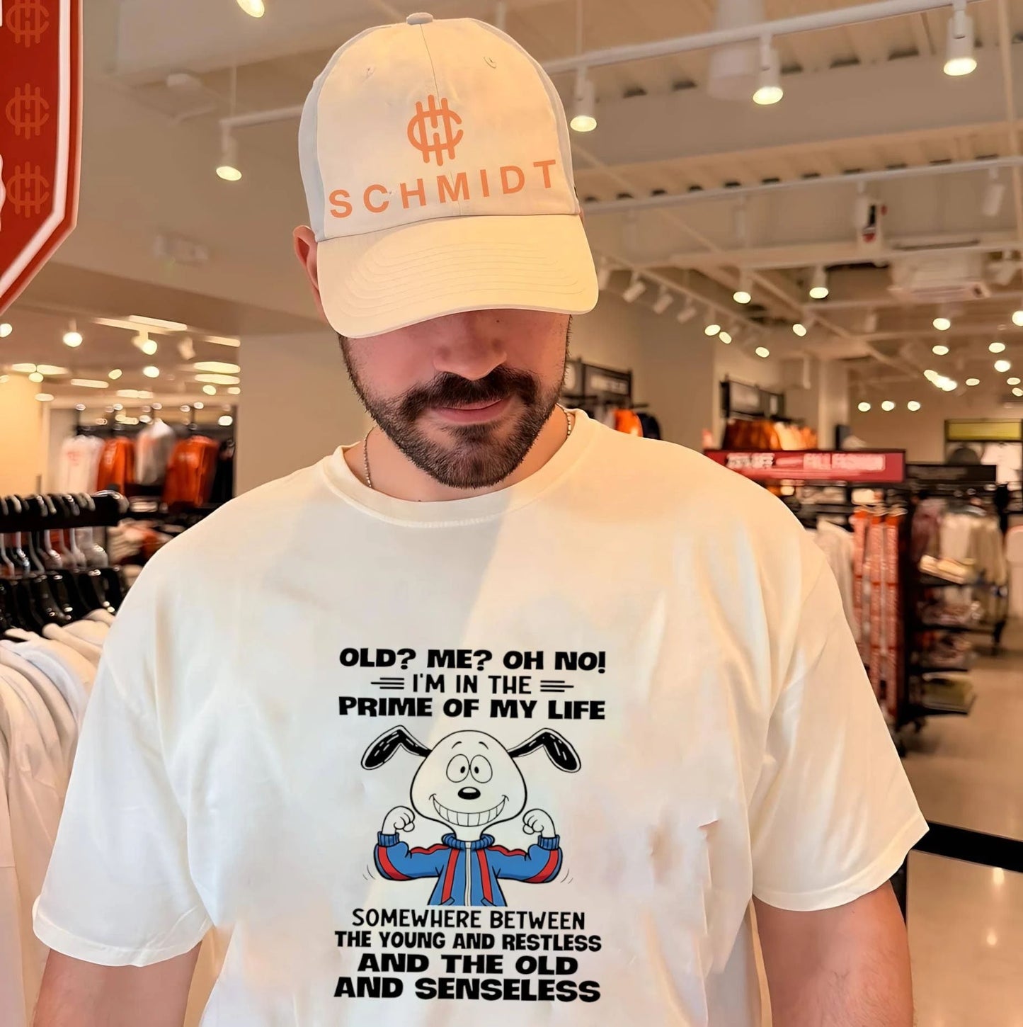 Old me Oh no I’m in the prime of my life Snoopy shirt