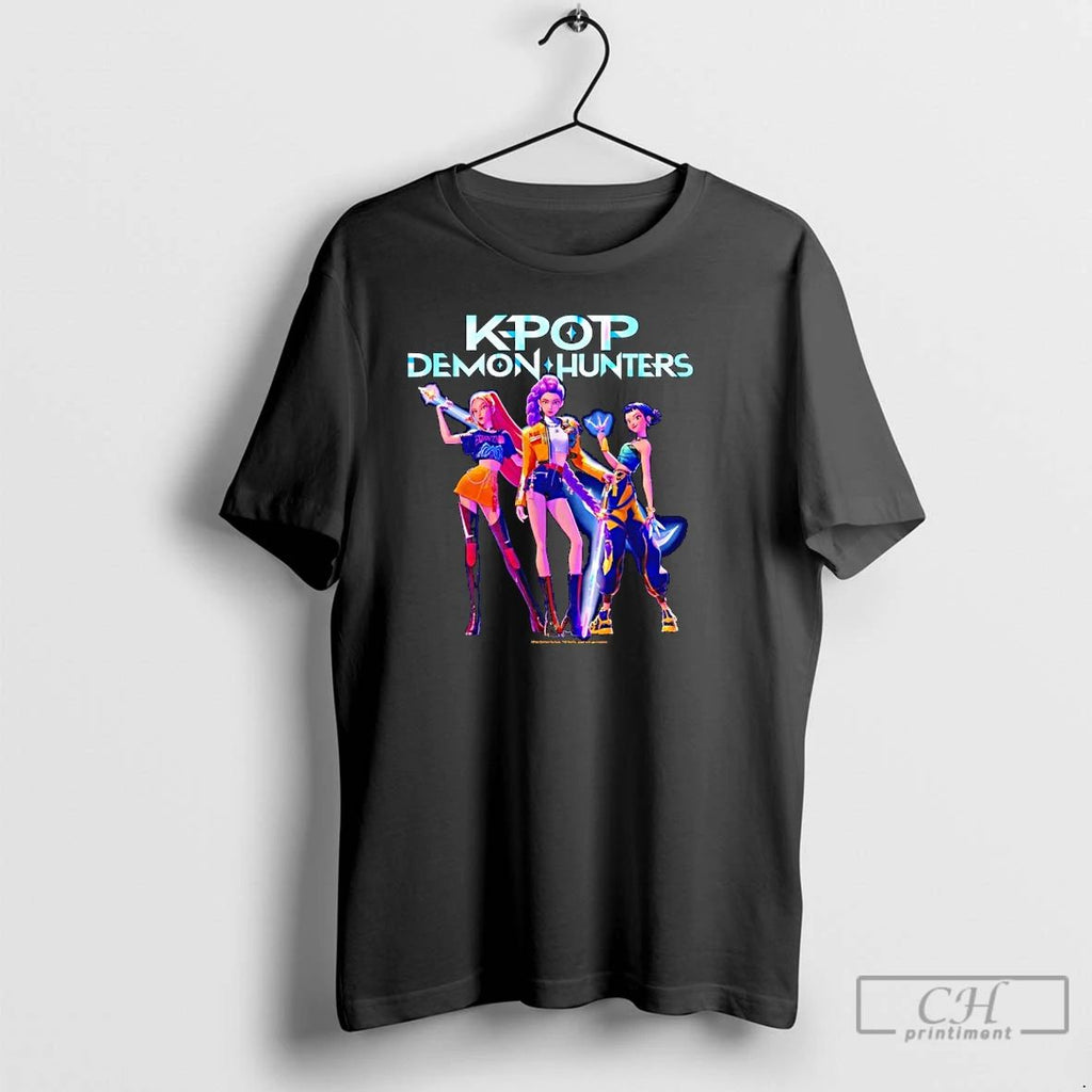 Classic K Pop Demon Hunters Huntrix Heroic Poses Halloween T Shirts