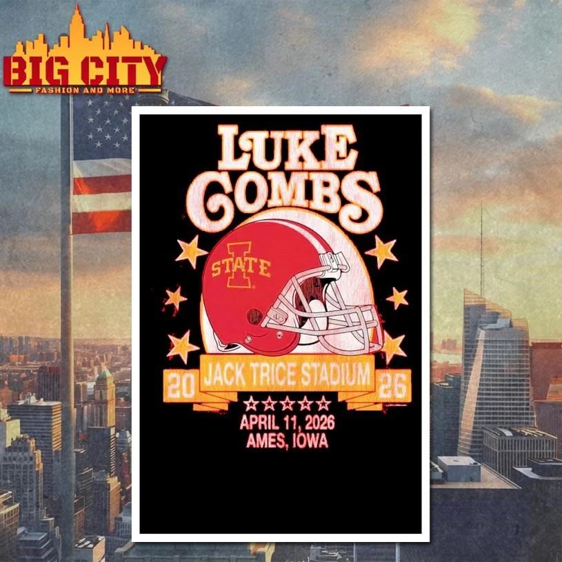 Luke Combs Ames Iowa 2026 Exclusive Tour At Jack Trice Stadium April 11 2026 Iowa State Cyclones Helmet Shirt