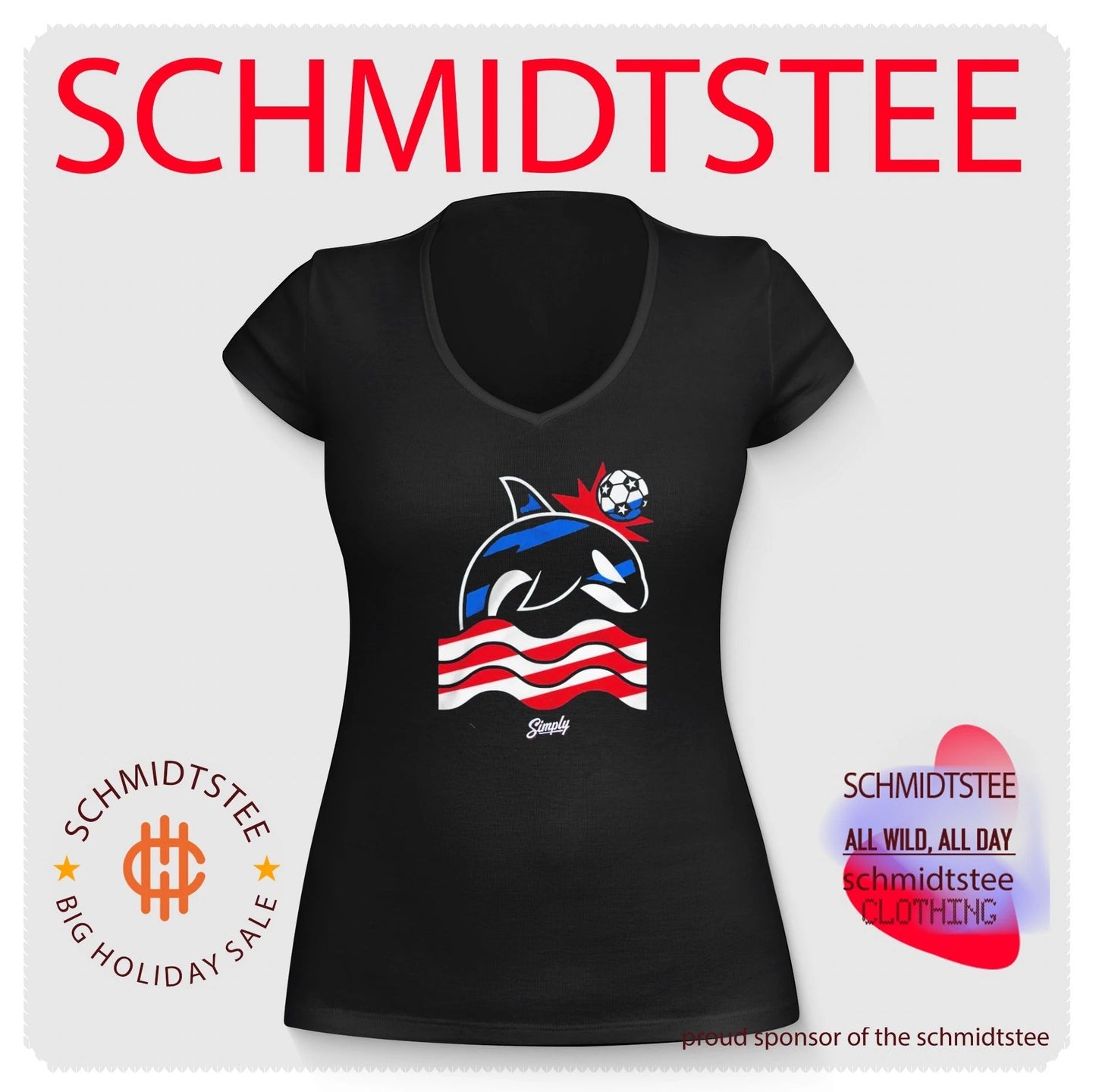 Simply Wild Whale Stars and Stripes Soccer shirt