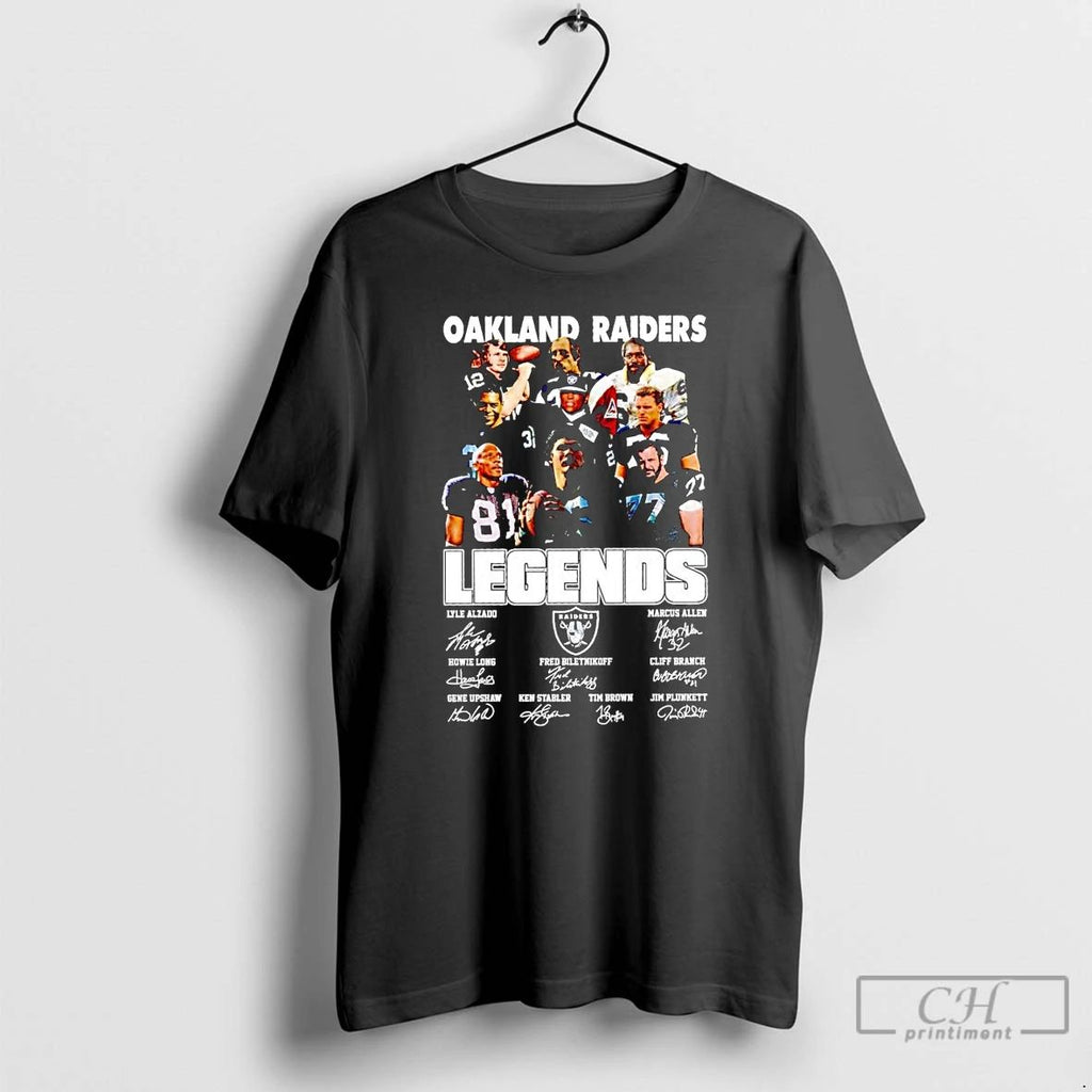 Classic Oakland Raiders Legends Names Signatures T Shirts