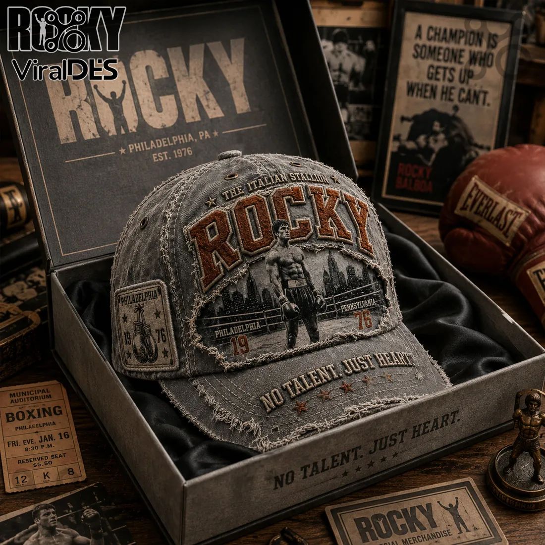 Rocky Balboa The Italian Stallion Distressed Baseball Cap